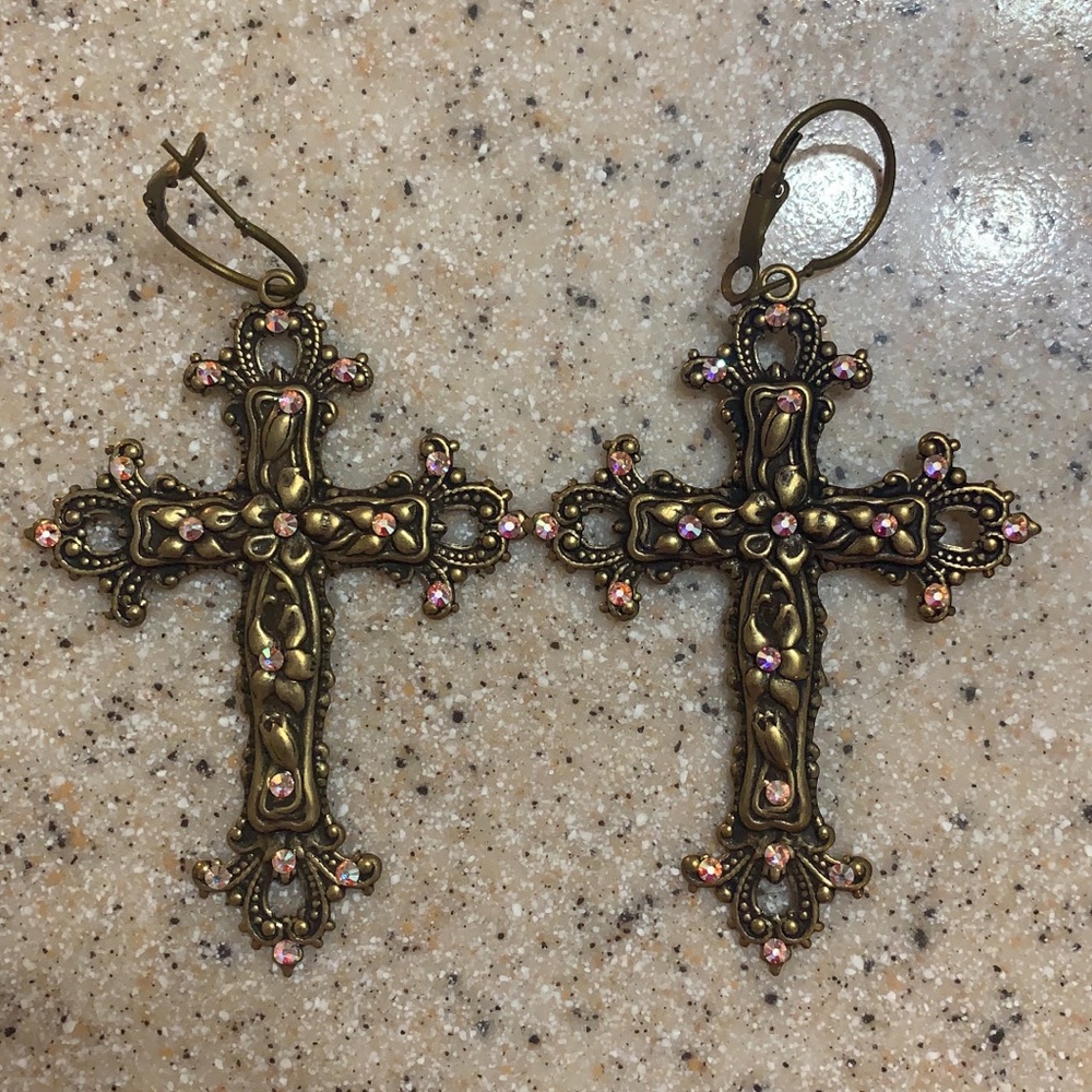 Never worn cross earrings